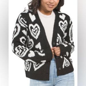 NWT CUPCAKES & CASHMERE Sketch Hearts Seasonal Cardigan